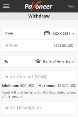 Payoneer android App screenshot 2